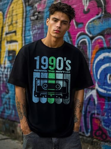 Image of Bewakoof Men's Cotton Graphic Print Oversized Fit Half Sleeve Round Neck T-Shirt | Casual Wear | Street Wear | Oversized t Shirt for Men Cotton | Baggy