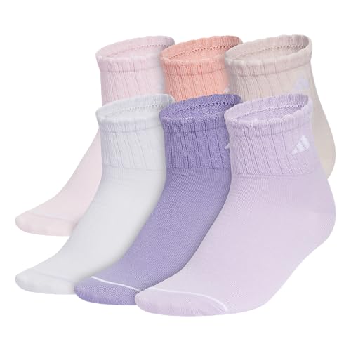 adidas Kids Cushioned Quarter Ankle Socks for Boys and Girls (6 Pairs) Durable & Comfortable