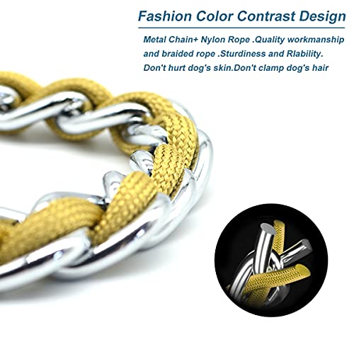 Coolsnail Dog Chain Leash,Heavy Duty Dog Leash With Soft Padded Handle,Chew Proof Metal Leash-Stainless Chain And Nylon Rope Fashion Design,Training Dog Leash-For Medium To Large Dogs Gold #TOP1