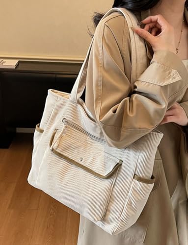 Bolso Tote de pana para mujer, grande y con múltiples bolsillos miniatura 2