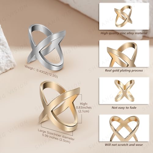 Image of SYWDUDUCLT Scarf Ring for Women's Shawl, Silk Neckerchief, Tshirt, Gold /Sivler, S /M /L, 2 Pcs