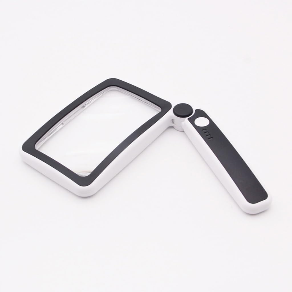 Handheld Charging Foldable Power Display LED Light Reading Newspaper Magnifying Glass(Gray)