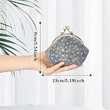 Oyachic Portemonnaie mit Stern Denim Coin Purse Geldbörse mit Clipverschluss Klickverschluss Vintage Spangenportemonnaie Damen Klein Knipsbörse (Blau)