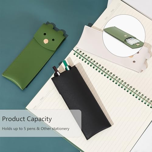 Image of Small Pencil Case Simple Pencil Pouch with Flap Opening Design Cute Pattern Stationary Storage Bag (Gray)