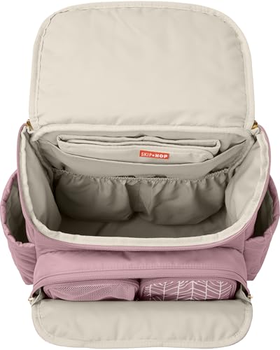 Image of Skip Hop Diaper Bag Backpack: Forma, Multi-Function Baby Travel Bag with Changing Pad & Stroller Attachment, Mauve Mist