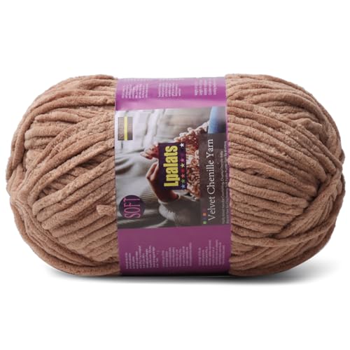 Image of Chunky Chenille Yarn for Crocheting, Brown Fluffy Blanket Yarn for Crochet | 1 Pack of 175 Yds, 7.05 Oz Fuzzy Thick Velvet Yarn for Crocheting Plush Soft Crochet Yarn for Knitting Blankets, Amigurumi