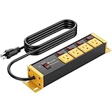 CCCEI Heavy Duty Surge Protector Power Strip 20 Amp Individual Switches. 6FT 12 Gauge Extension Cord with Multiple Outlets. Kitchen, Garage, Shop, Industrial Wall Mount Electric Extender, Yellow.