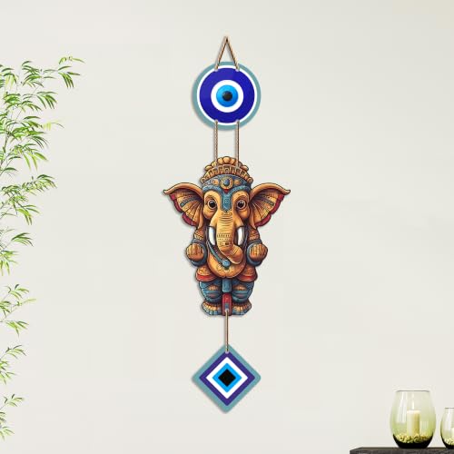 Image of Artvibes Vinayaka Evil Eye Wall Hanging Decor for Home and Office | Nazar Protection Hanging for Entrance Door Living Room Temple | Vastu Positive Energy Good Luck Decorative Gift (WH 8557N)
