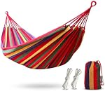 Canvas Hammock 500 lbs Single Camping Hammock Upgraded Thickened Durable Canvas Fabric Super Light and Easy to Carry for Outdoor Indoor Camping Beach and Tree Hanging (Rainbow Colours)