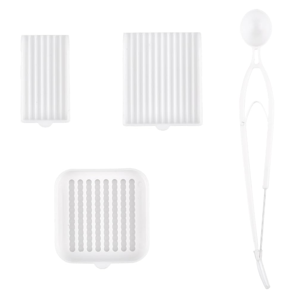 FREEBLOSS 4 in 1 Fuse Bead Picking Tray Set Fuse Bead Tray Tool Kit Includes Single Needle Tweezer & Spoon, Suitable for 2.6mm Mini Size Beads, White