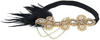 MOPOLIS 1920s Crystal Feather Flapper Headband Great Gatsby Headdress Vintage Party | Color