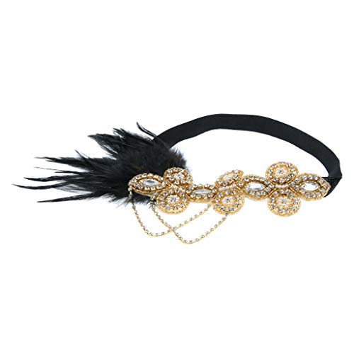 MOPOLIS 1920s Crystal Feather Flapper Headband Great Gatsby Headdress Vintage Party | Color