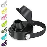 EIPOSAU Auto Flip Lid for Hydro Flask Wide Mouth, Great Spout Lid for Hydro Flask Wide Mouth, Replacement Lid with Button Lock, Black