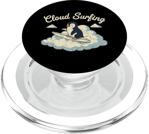 Cloud Surfing Penguin - Whimsical Sky Rider Fun PopSockets PopGrip for MagSafe