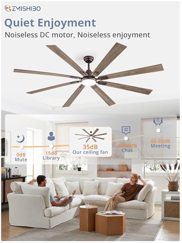 Image of ZMISHIBO 80 Inch Oil Rubbed Bronze Ceiling Fans with Lights and Remote, Indoor /Outdoor Farmhouse Ceiling Fan for Living Room Patio, 6 Speed Reversible Quiet DC Motor, 3CCT, Dual Finish Blades