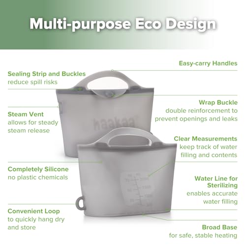 image for Haakaa Silicone Microwave Steamer & Steriliser Bag, 70oz/2000ml Large 