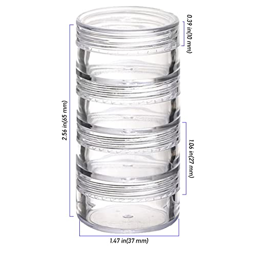 Image of 10 Sets 40 Pieces 4 Layer Stackable Cosmetic Containers with Screw Lids, 10G /10ML Stackable Clear Bead Storage Containers Round Plastic Containers for Beads, Buttons, Jewelry