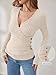 ANRABESS Long Sleeve Shirts for Women Sexy Sweater V Neck Ribbed Knit Slim Fit Wrap Top 2025 Fall Casual Fashion Clothes Medium Light Khaki