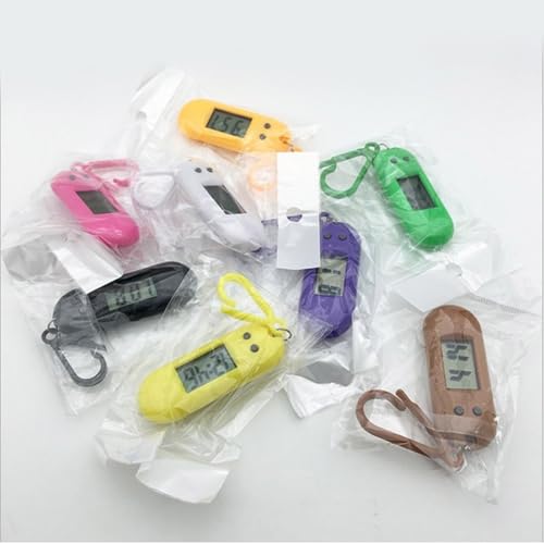 Uqezagpa Sportliche LED- Digital- Schlüsselanhänger- Taschenuhr Miniaturuhr für Schüler und Kinder, praktisches Reiserucksack- Zubehör, Kinder- Schlüsselanhänger- Uhr, weiß, M-3