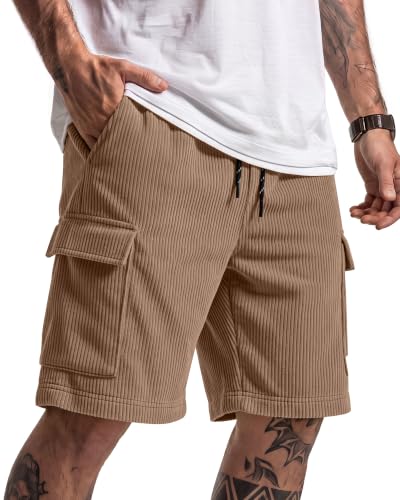 August Alley Men's Cargo Corduroy Shorts – Khaki, Large