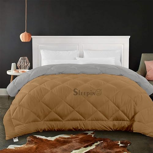Image of 600 GSM Heavy Winter Single Bed Comforter | Microfiber, Breathable, Reversible,Soft, Lightweight & Machine Washable Comforter for Single Bed 60x90 Inch - BeigeSilver