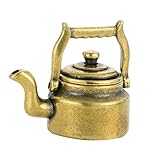 CRILSTYLEO Adornos de tetera de latón arte de la tetera pequeña tetera de juguete decoración escritorio Decoración de escritorio adorno de escritorio de latón adorno de tetera Golden