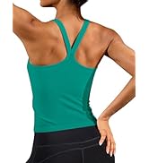 ATTRACO Women's Workout Tank Top Built in Bra Ribbed Athletic Tank Racerback Workout Top Scoop Neck