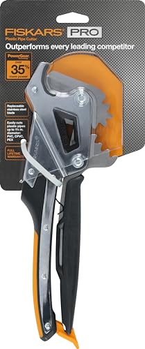 FISKARS PRO PowerGear PVC Pipe Cutter - Cuts Up to 1-1/4" - Replaceable Stainless Steel Blades - Comfortable Grip