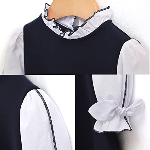 Ozkiz 'High School' Navy Cotton Casual Special Birthday Party Dress for Girls Toddler Dresses, US Size 3T~7Y2