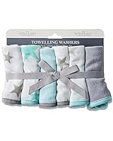 The Little Linen Company Baby Towelling Wash Cloth, Skydream Teal, 6 Count, TLLCTW6P0127