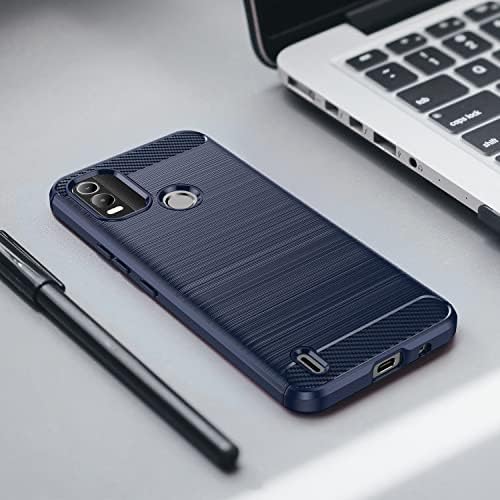 Osophter for Nokia C21 Plus Case With 2pcs Screen Protector Shock-Absorption Flexible TPU Rubber Protective Cell Phone Cover for Nokia C21 Plus(UK-Blue)