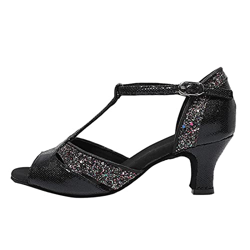 Sandales chaussures de danse haut de gamme ornées de strass et boucle dorée