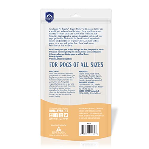 Image of Yogurt Sticks, Prebiotic & Probiotics, Protein Rich - Lactose Free - Gluten Free - Corn Free - Grain Free, USA Made, for All Breeds, 5 pieces of Droolicious Yogurt Sticks, Peanut Butter Flavor