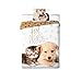 Unbekannt Best Friends Bed Linen 140 x 200 cm + 1 Pillow 70 x 90 cm Duvet Cover Cat Dog Motif 100% Cotton