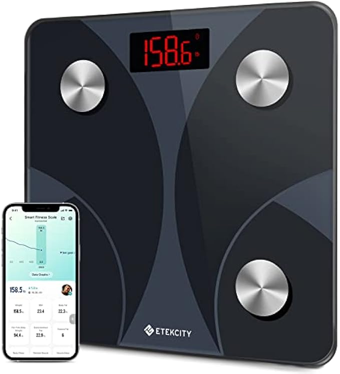 Etekcity Scale for Body Weight and Fat Percentage, Smart Digital Bathroom BMI Measurement, Accurate Bluetooth Weighing Machine, Body Composition Analyzer, 400lb