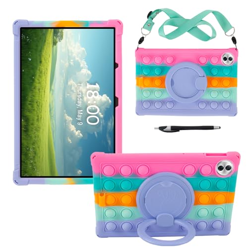 Coque Honor Pad 10 Tablette 12.1 Support Rotatif Silicone Antichoc Housse Rose