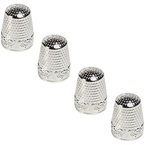 AXEN 4 Pieces Sewing Thimble, Metal Sewing Thimble Finger Protector, Accessories DIY Sewing Tool, Silver Cover