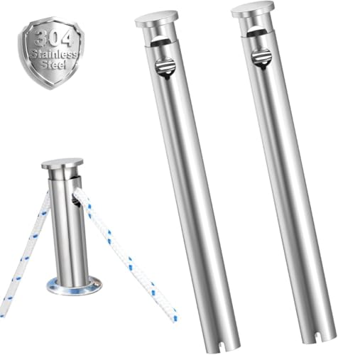 Boat Fender Hanger Pole Insert 304 Stainless Steel Removable Fender Post for Docking Quick-Tie Fender Line Holder for Inflatable Fenders Fits Socket/Rod Holder Pontoon/Yacht/Center Console 2 pcs
