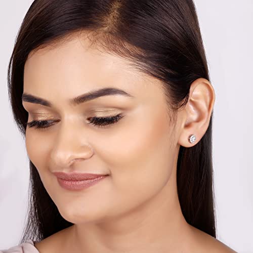 Image of GIVA 925 Silver Zircon Studded Elegant Stud Earrings | Gifts for Girlfriend, Gifts for Women and Girls | With Certificate of Authenticity and 925 Stamp | 6 Month Warranty*