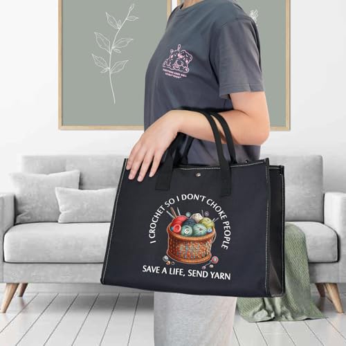 Sac fourre-tout crochet cadeau humoristique pour couturière et adepte du fait-main en coton