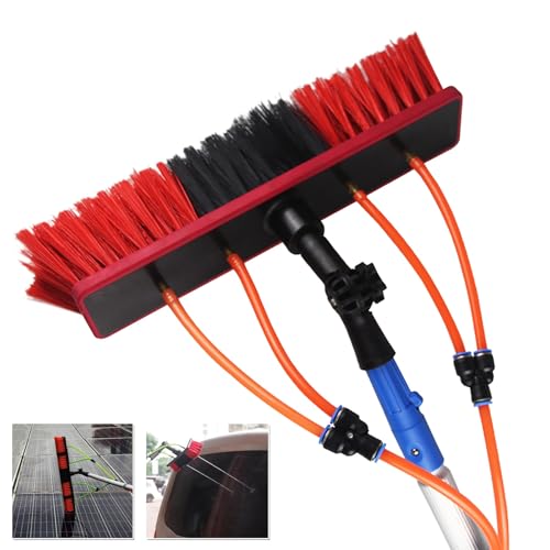 Hoixin Limpieza Placas Solares Cepillo Limpiacristales Telescopico Cepillo Limpieza Cristales Con cabezal de cepillo de 35cm Longitud 3-12m Adecuado para la limpieza de paneles fotovoltaicos y vidrios