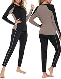 ⭐️【Rendimiento cálido】El traje térmico para mujer tiene calor y resistencia al viento en las estaciones frías, lo que puede mantener la temperatura corporal y resistir el viento frío durante las actividades diarias o los deportes.