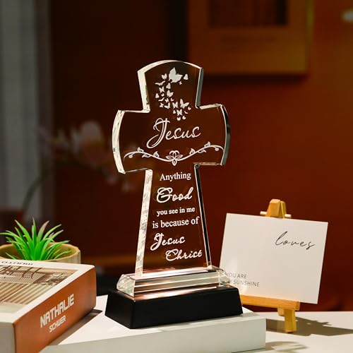 Image of Qianwei Crystal Cross Jesus Inspirational Gifts Religious Catholic Baptism Communion Confirmation Gifts for Women Sister