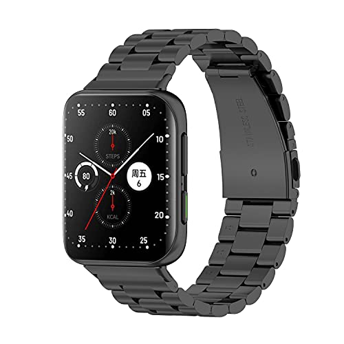 leiai Armband für Oppo Watch 2 46mm Band, Rostfreier Stahl Ersatzband watch strap Verstellbares Silikonband, Uhrenarmband Armbänder Wrist Strap für Oppo Watch 2 462mm Watch Accessories (Schwarz)