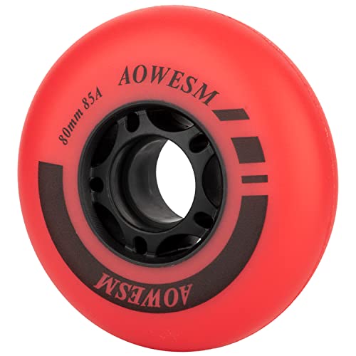 Aowesm Inline Skate Wheeis 85A Outdoor Inline Roller Hockey Skates Replacement Wheels For Adjustable Blades Roller Skates, 72Mm/76Mm/80Mm Sizes, Black/Blue/Red Colors, 4-Pack (Red, 76Mm) #TOP5