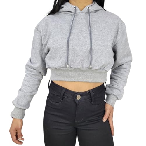 Blusa de Frio Cropped Moletom Flanelada de Frio com Capuz Inverno