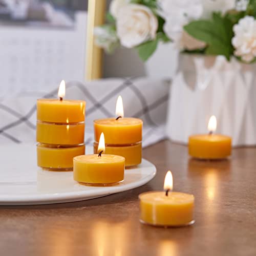 Olorvela Beeswax Candles 12Pack Tealight Candles Handmade Of Pure Beeswax, 4 Hour Burn Time, Clear Cup Beeswax Tea Lights #TOP1