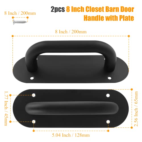 Bivethoi 2Pcs 8 Inch Closet Barn Door Handle With Plate, Black Sliding Cabinet Door Handle Stainless Steel Garage Door Handle, Bathroom Push Pull Handles Commercial Door Pull Handles For Shed Kitchen #TOP1