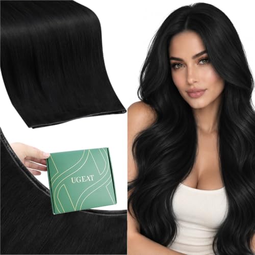 Ugeat 24 Inch Genius Weft Hair Extensions Human Hair Black, for Long, 80G