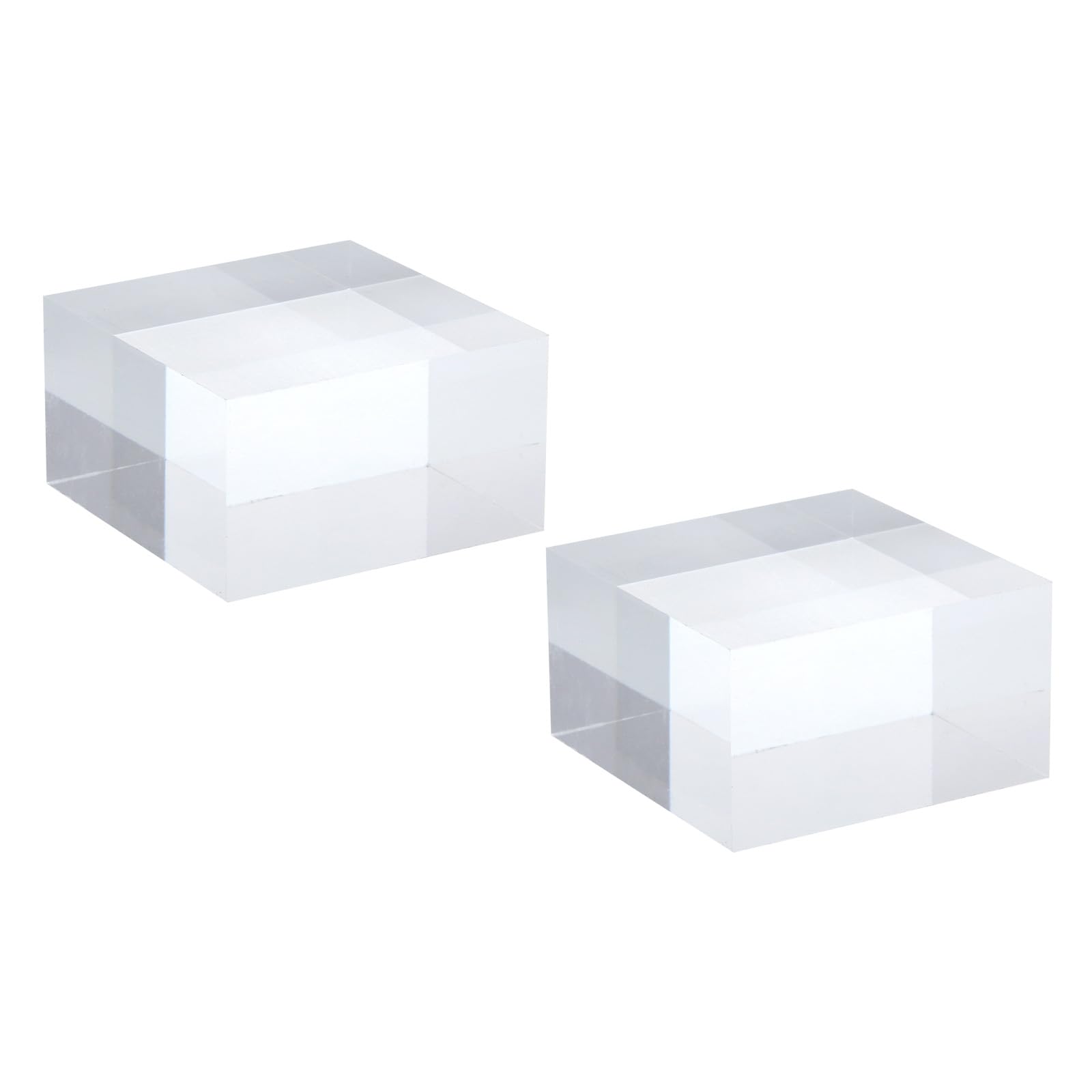 PATIKIL 2"x2"x1" Jewelry Display Riser, 2 Pack Polished Acrylic Cube Display Stand Block Collection Showcase Ring Holder Square, Clear